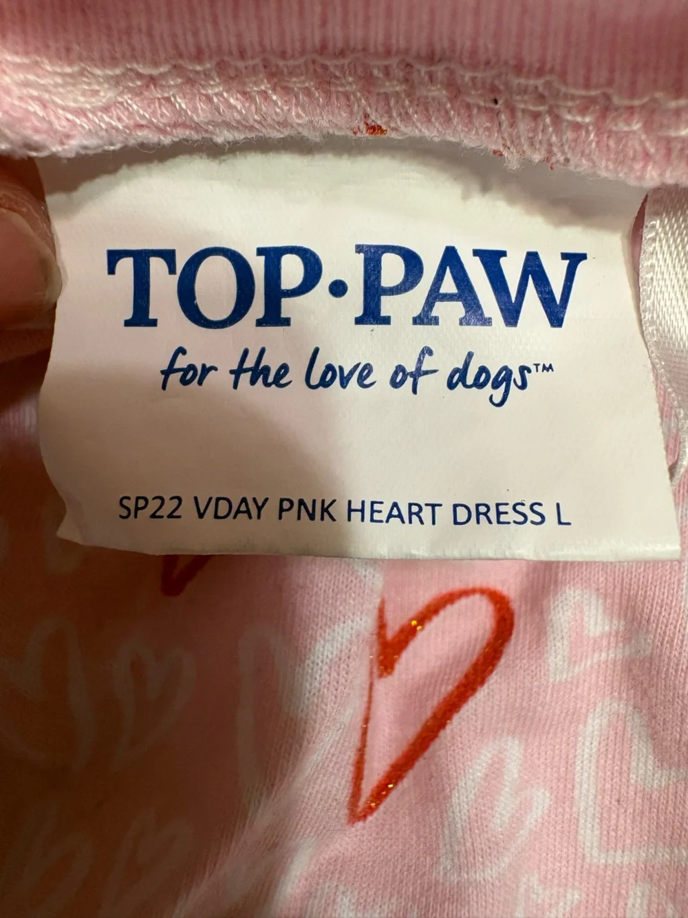 Top Paw Pink Dress with Red Heart Print and Ruffle